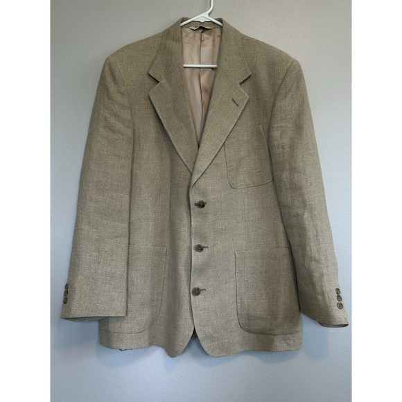 VTG AKA Eddie‎ Bauer 100% Linen Sport Coat Blazer 41 Oat. Work Education Tweed - Picture 1 of 12